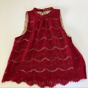 Love Fire red lace sleeveless top LG